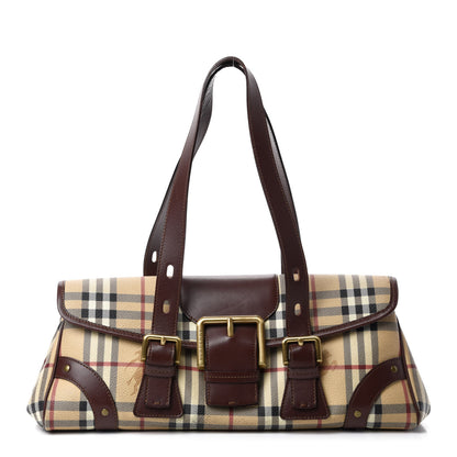 Burberry Haymarket Check Buckle Shoulder Bag Chocolate 1 of 12