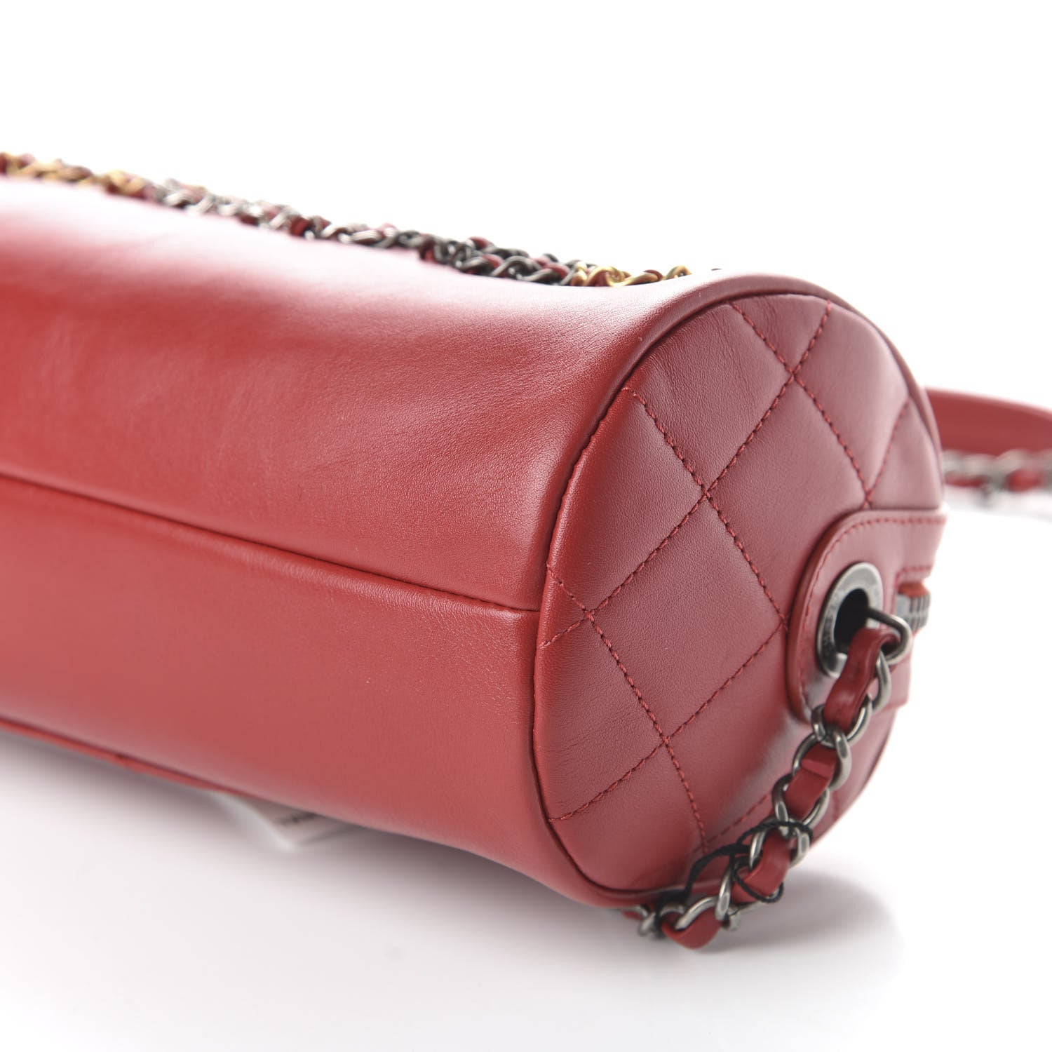 Chanel Calfskin Chain 20s Signature Bowling Bag Red 7 of 10