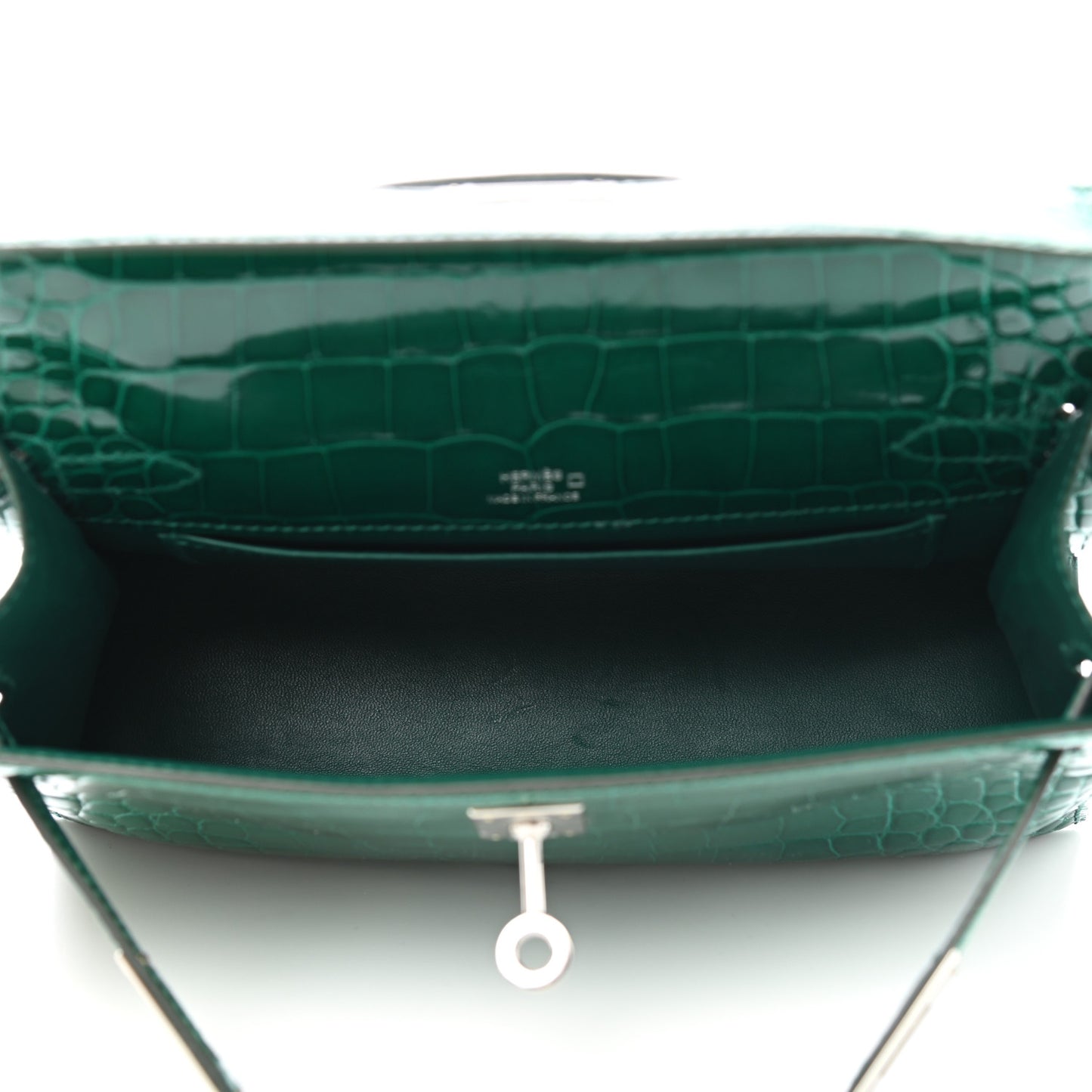Shiny Alligator Kelly Pochette Vert Emeraude