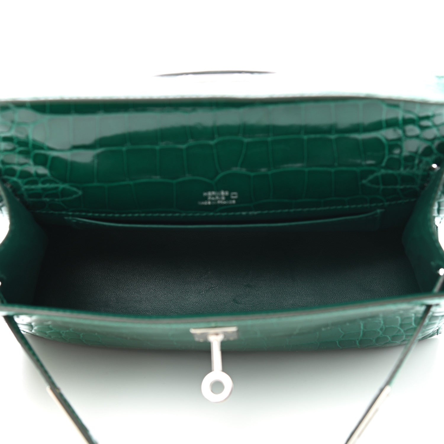 Hermes Shiny Alligator Kelly Pochette Vert Emeraude 5 of 9