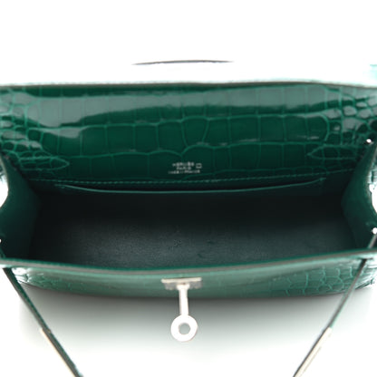Hermes Shiny Alligator Kelly Pochette Vert Emeraude 5 of 9