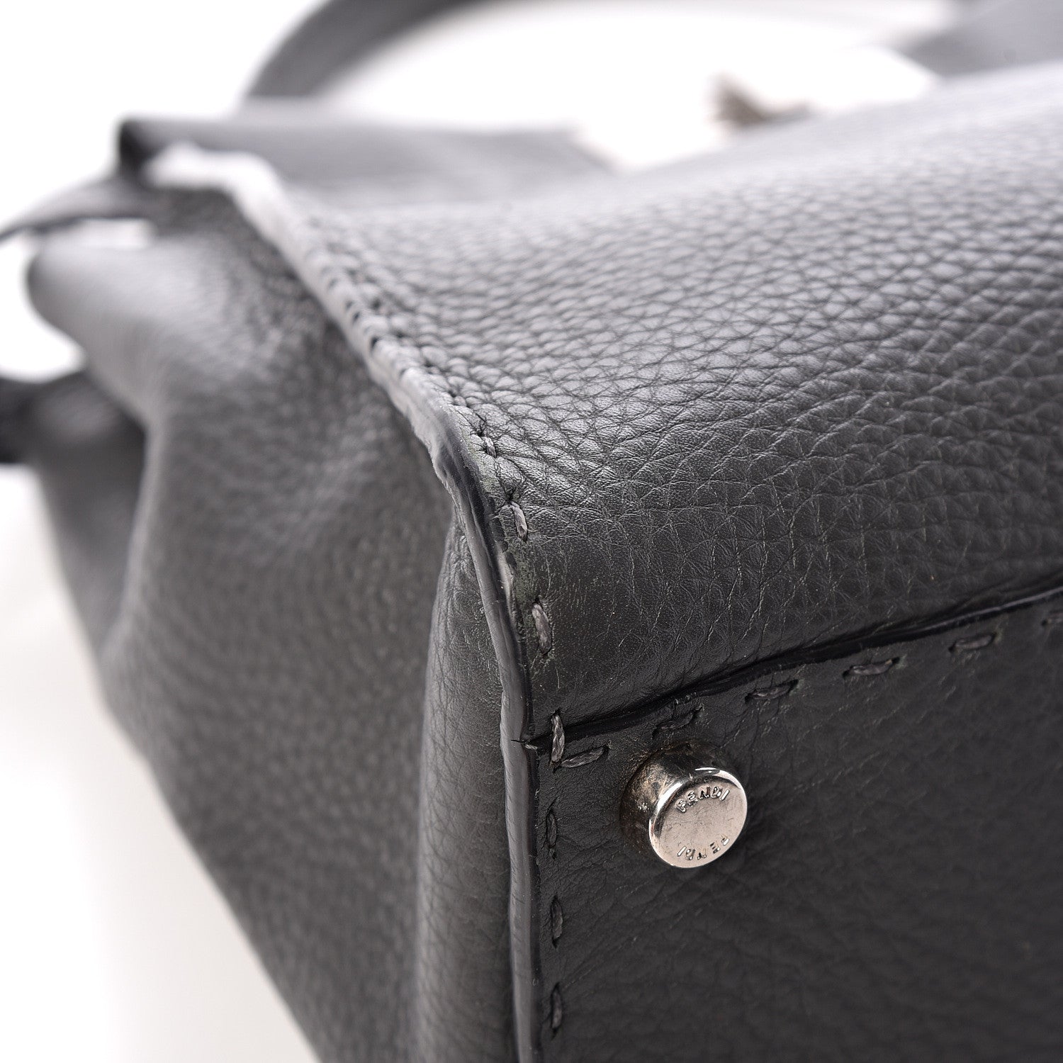 Fendi Cuoio Romano Selleria Bi-Color Medium Peekaboo Iconic Satchel Asfalto Latte 11 of 16
