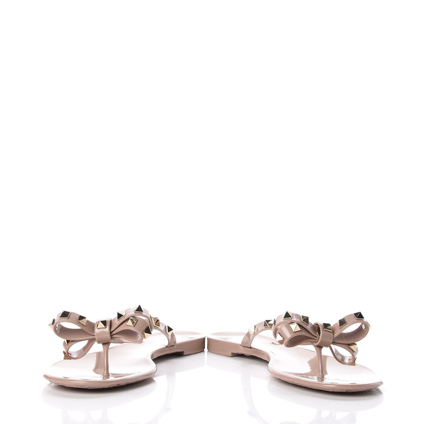 PVC Jelly Rockstud Bow Thong Sandals 41 Poudre