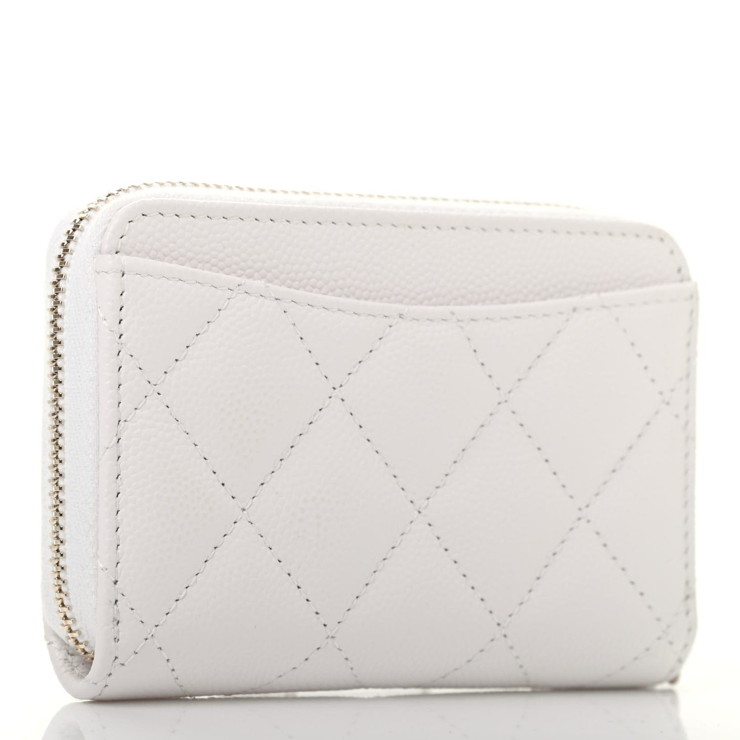 Caviar Quilted Zip Coin Purse White