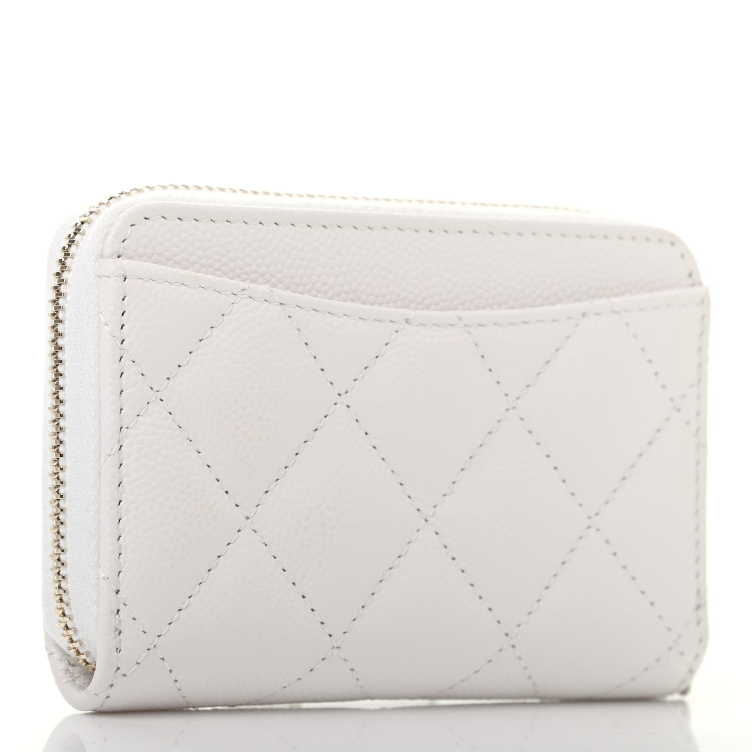 Chanel Caviar Quilted Zip Coin Purse White 2 of 4