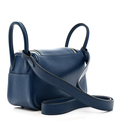 Hermes Taurillon Clemence Mini Lindy 20 Deep Bleu 3 of 21