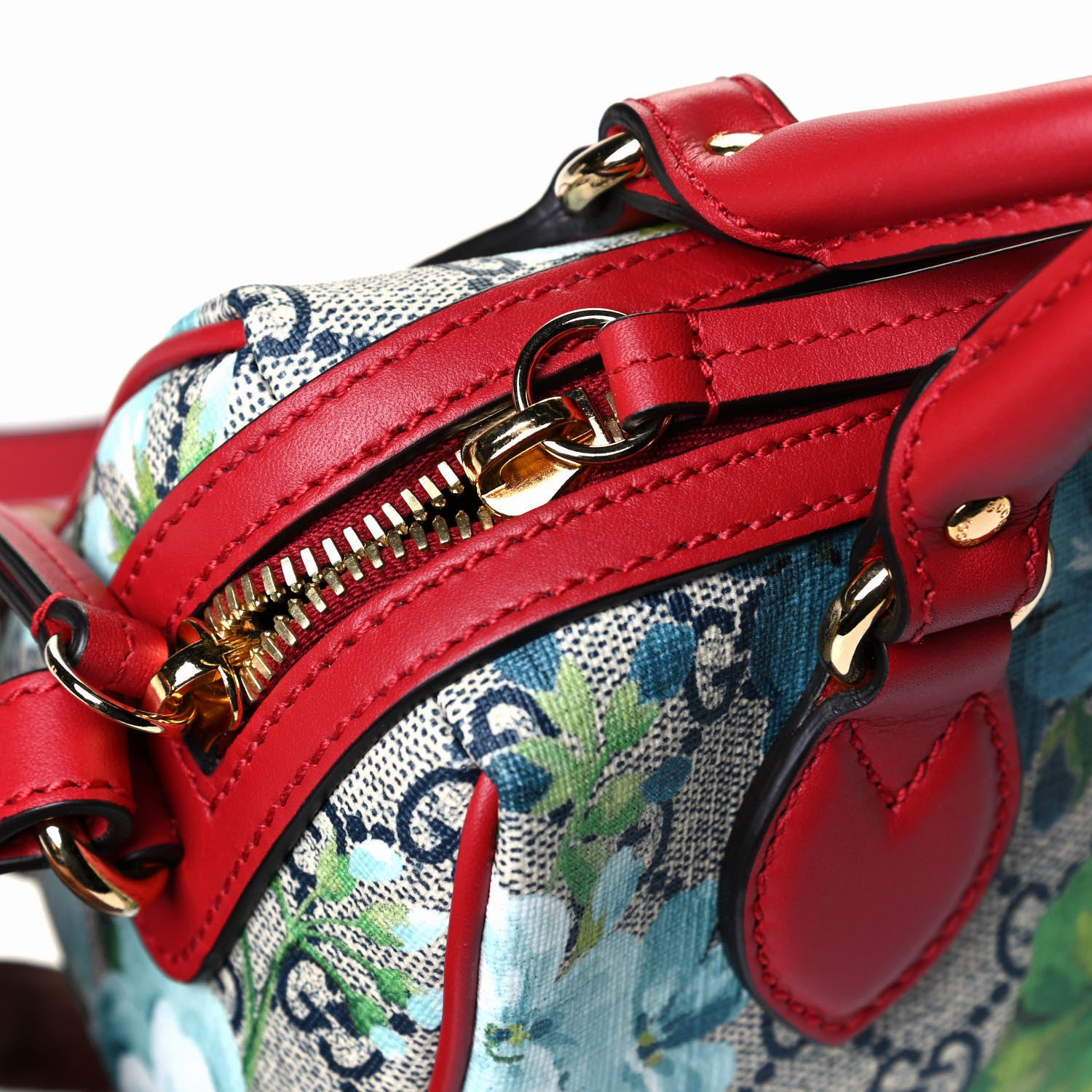 Gucci GG Supreme Monogram Blooms Mini Boston Navy Blue Hibiscus 6 of 6