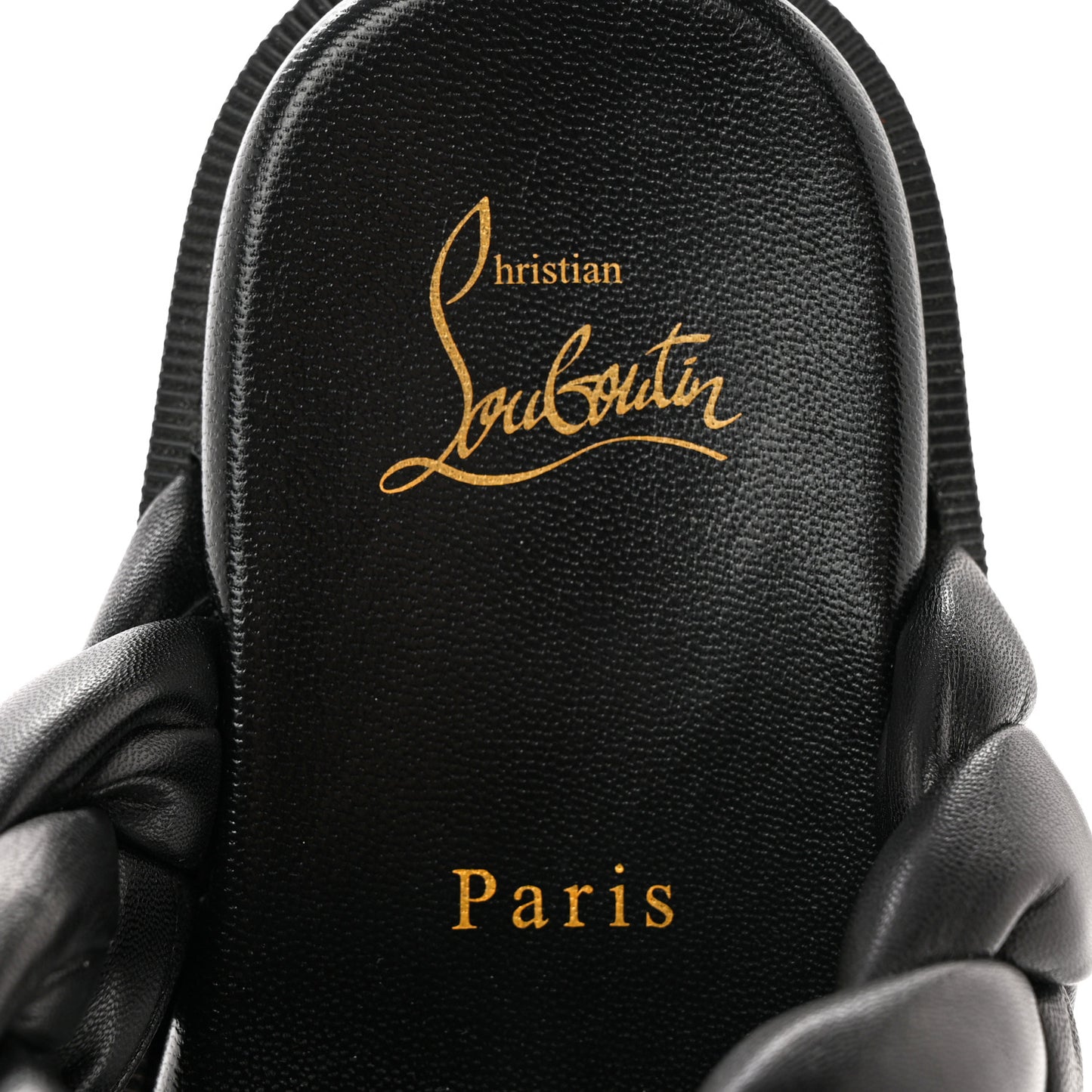 Calfskin Braided Just Brio Slide Sandals 36 Black
