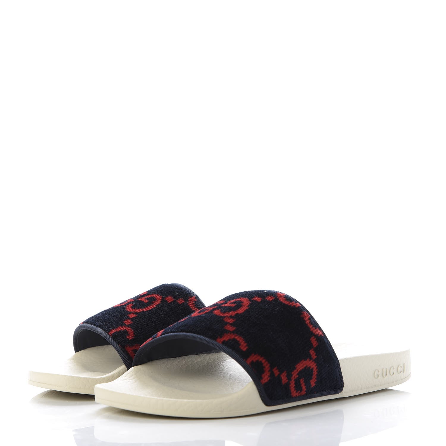 Gucci Terry Cloth GG Monogram Slide Sandals 36 Blue Red 3 of 9