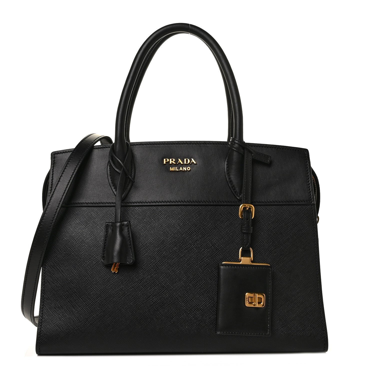 Prada Saffiano City Calfskin Small Esplanade Tote Black 1 of 10