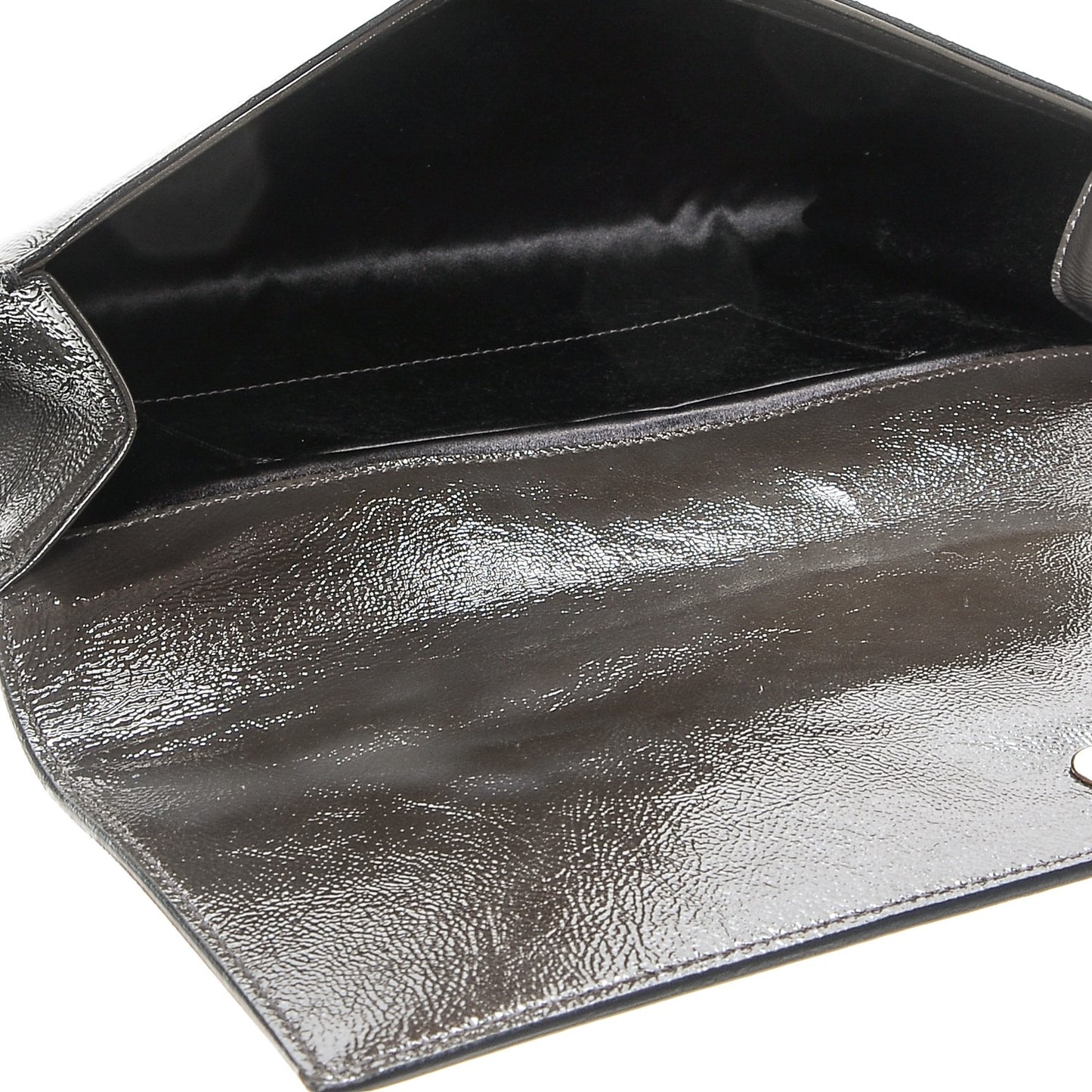 Textured Patent Monogram Large Belle de Jour Clutch Grey