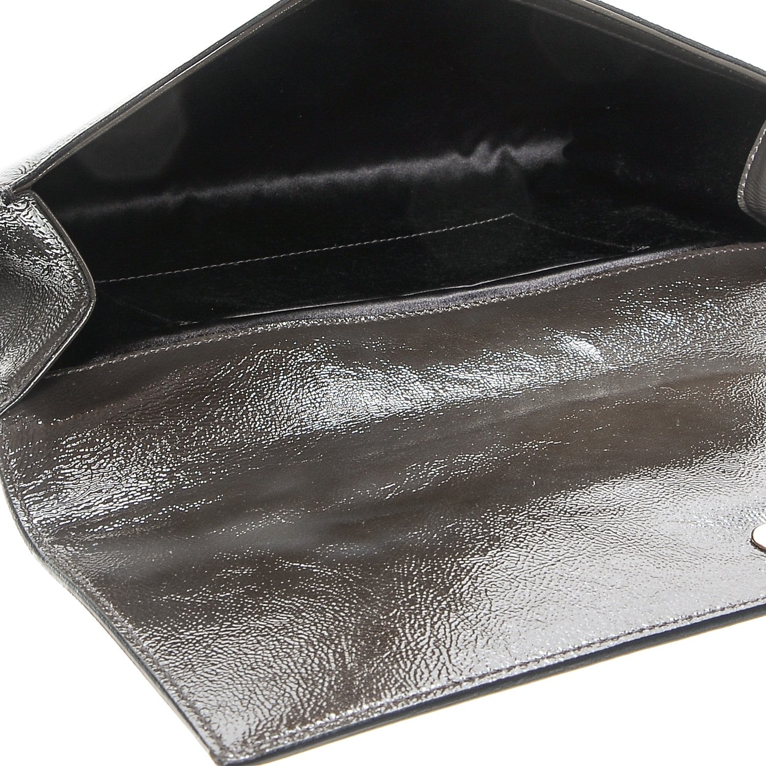 Saint Laurent Textured Patent Monogram Large Belle de Jour Clutch Grey 6 of 15