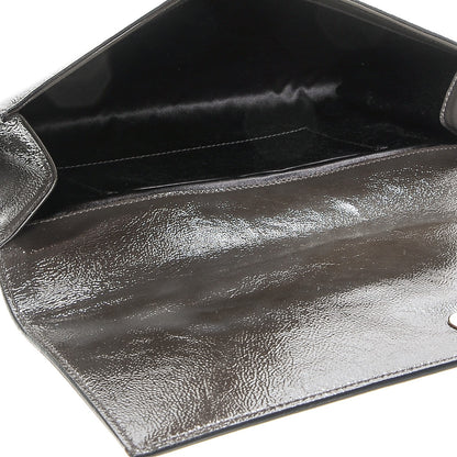 Saint Laurent Textured Patent Monogram Large Belle de Jour Clutch Grey 6 of 15