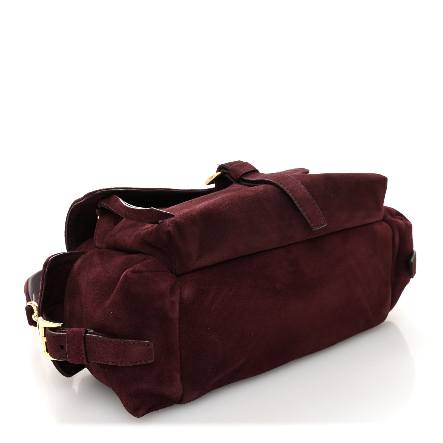 Prada Suede Medium Explore Shoulder Bag Bordeaux 4 of 11