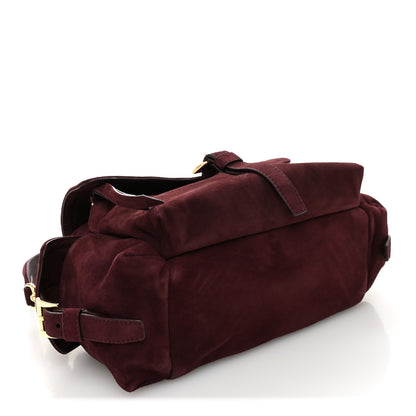 Prada Suede Medium Explore Shoulder Bag Bordeaux 4 of 11