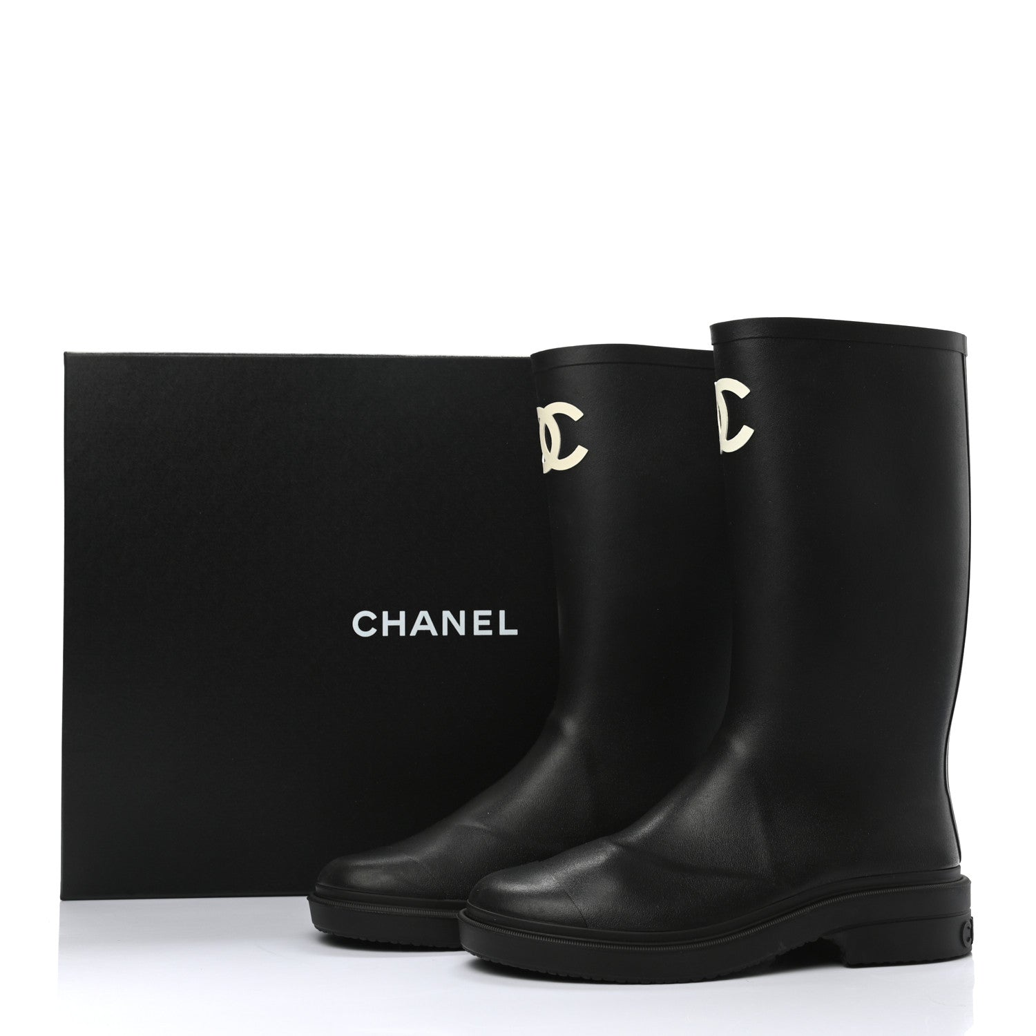 Chanel Caoutchouk CC High Boots 38 Black 8 of 8
