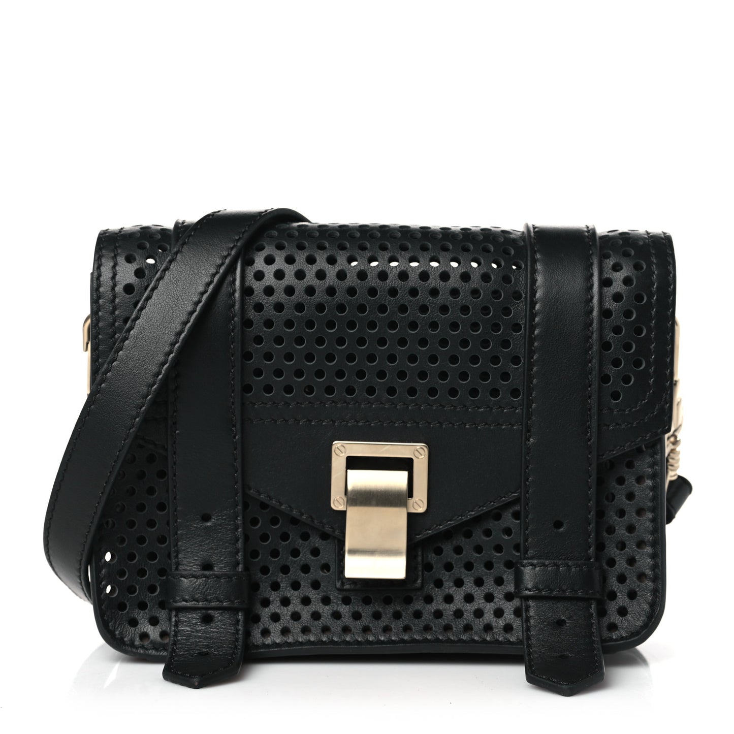 Lambskin Perforated Mini PS1 Satchel Black