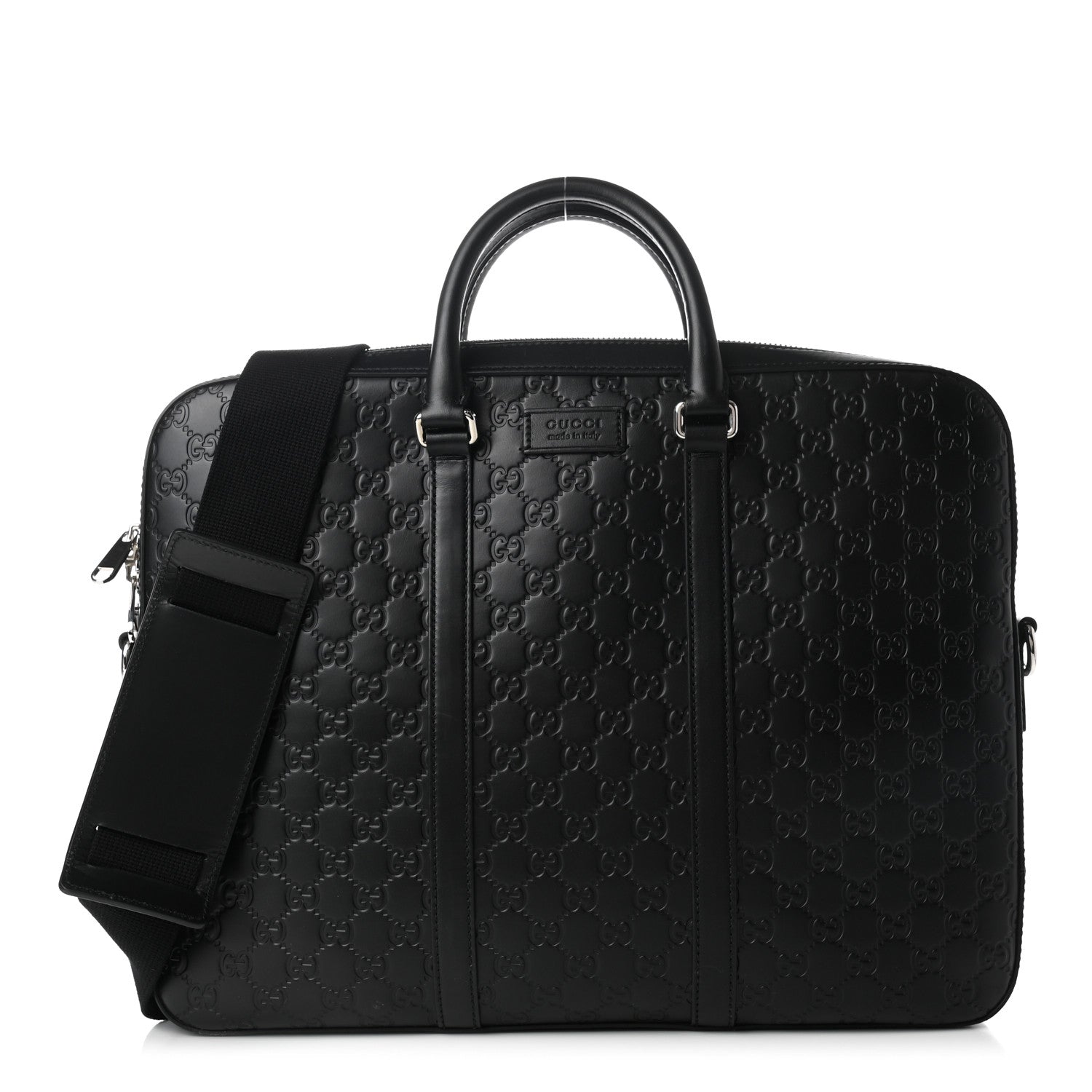 Gucci Guccissima Signature Briefcase Black 1 of 11