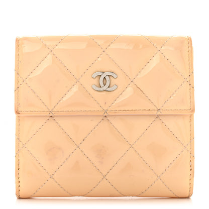 Chanel Striated Patent Quilted Compact French Flap Wallet Beige Light Pink 1 of 16