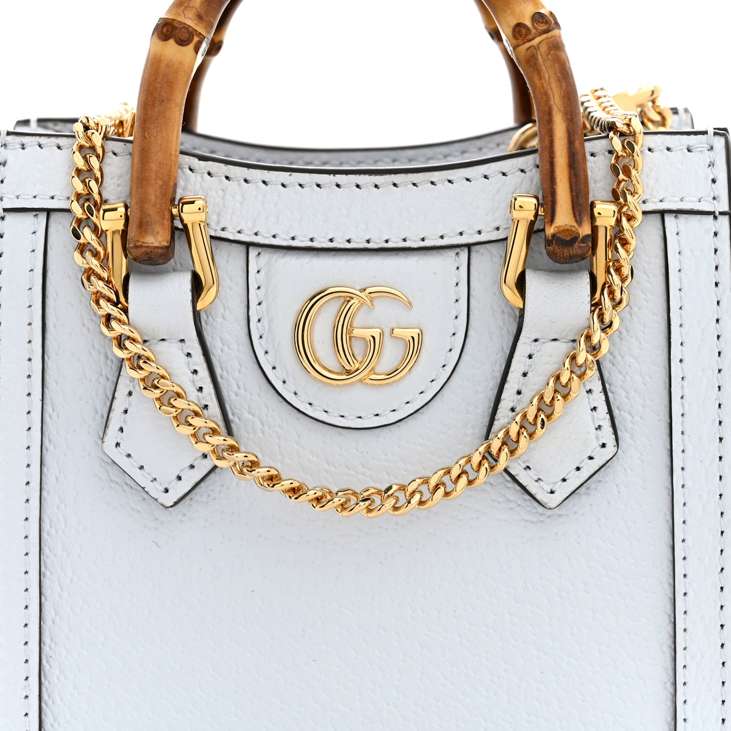 Textured Dollar Calfskin Super Mini Diana Tote Bag  Pale Blue