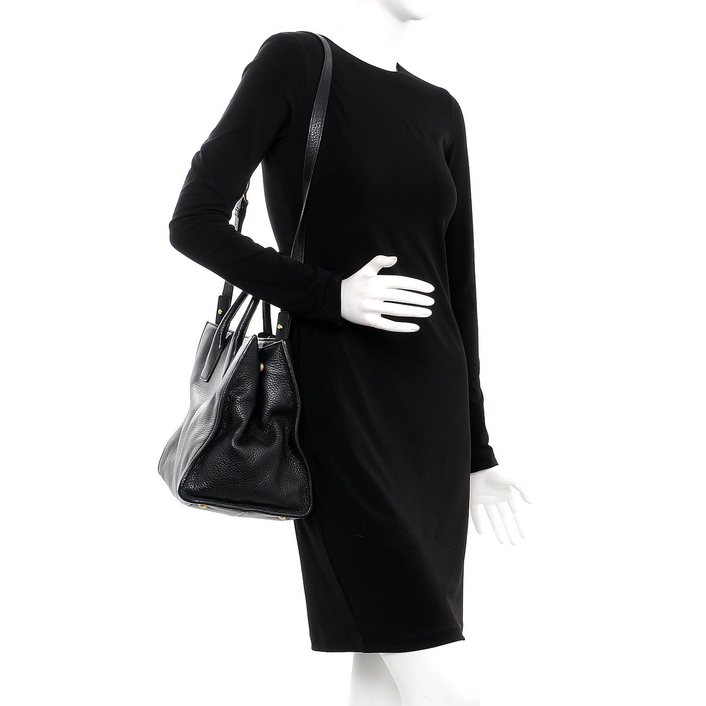 Vitello Daino Shopping Tote Nero Black