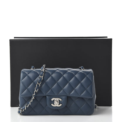 Chanel Lambskin Quilted Mini Rectangular Flap Dark Blue 11 of 11