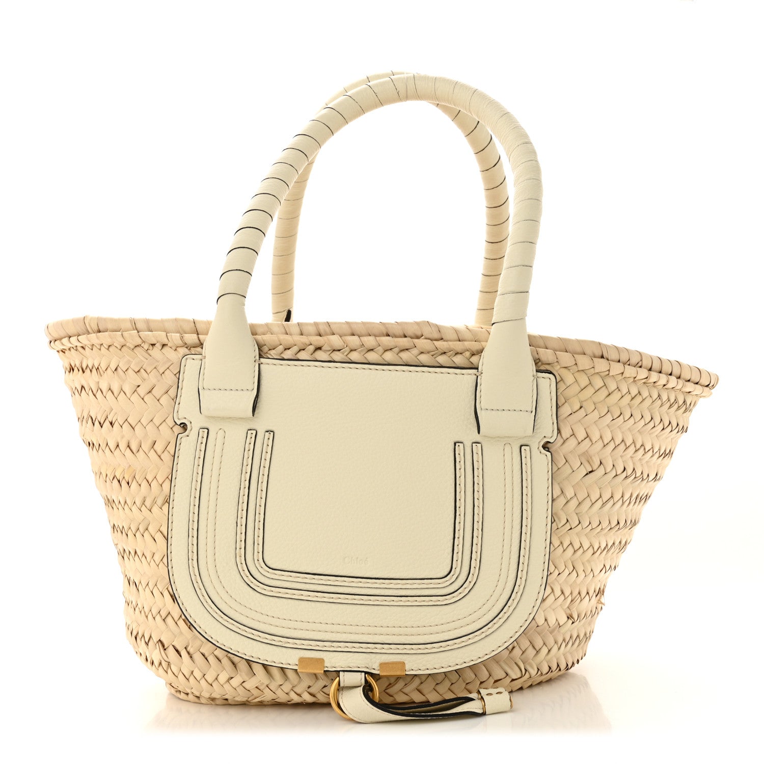 Chloe Raffia Grain Calfskin Medium Marcie Basket White 1 of 9