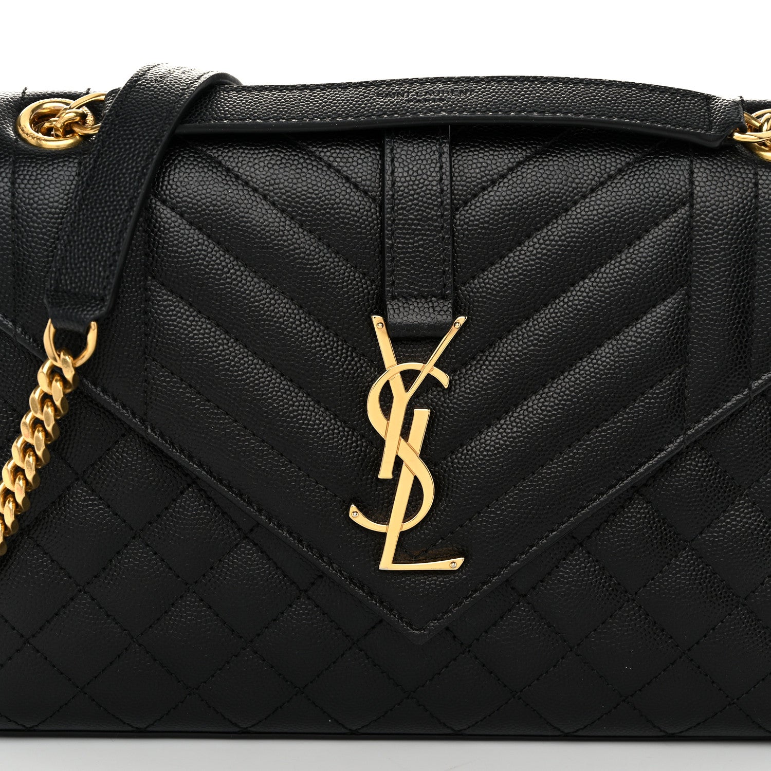 Saint Laurent Grain De Poudre Textured Mixed Matelasse Triquilt Medium Monogram Satchel Black 7 of 9