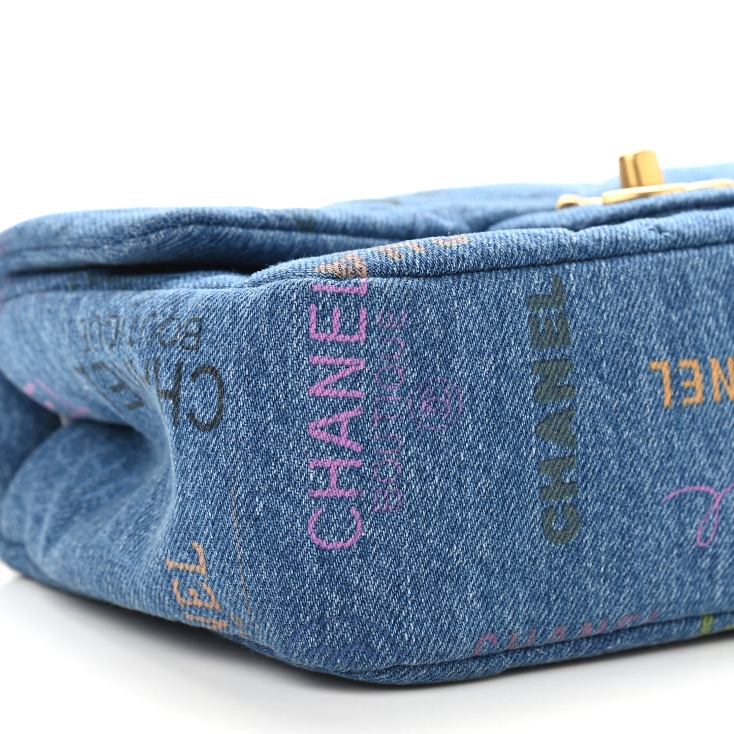 Denim Quilted Mini Denim Mood Rectangular Flap Blue Multicolor