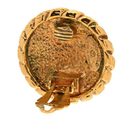 Chanel CC Hammered Medallion Clip On Earrings Gold 5 of 5