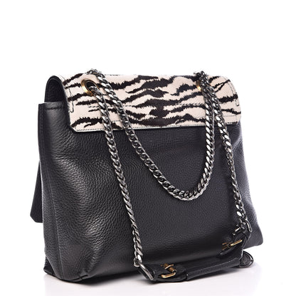 Lanvin Pony Hair Calfskin Zebra Print Medium Happy Shoulder Bag Black White 3 of 16