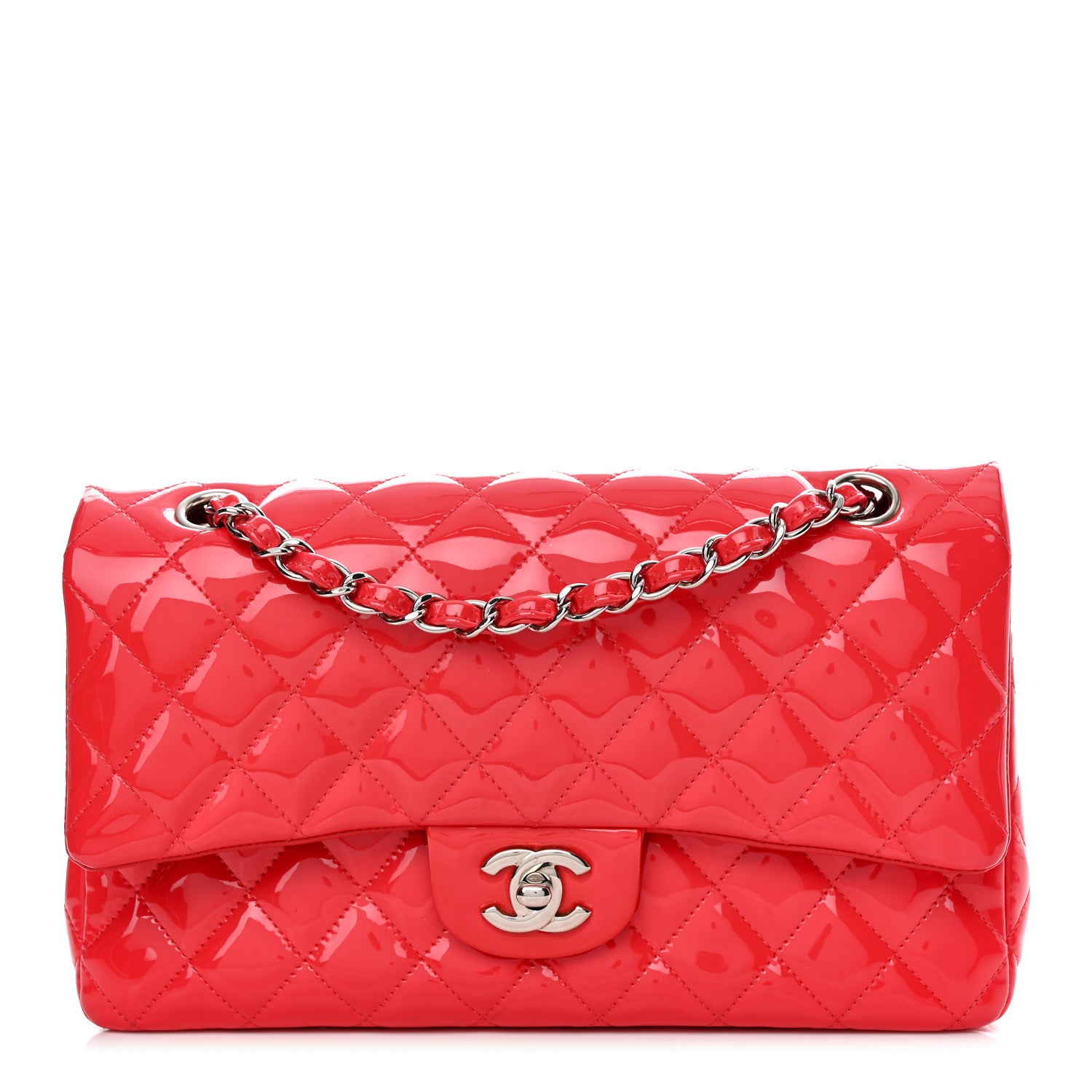 Chanel Patent Calfskin Quilted Medium Double Flap Red 1 of 12