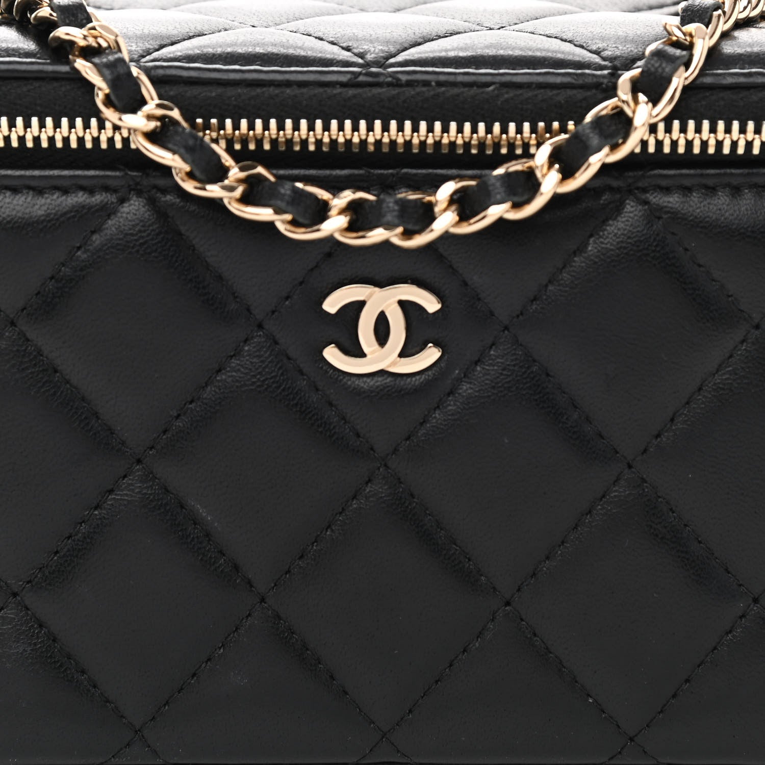 Chanel Lambskin Quilted Small Vanity Case With Chain Black 8 of 11