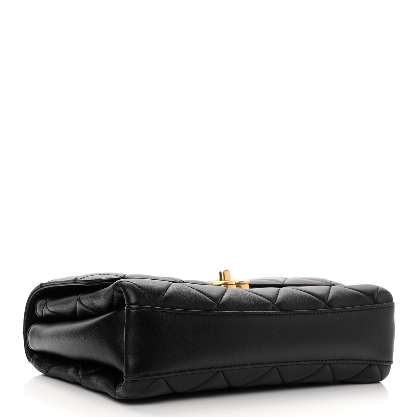 Lambskin Quilted CC Crystal Logo Chain Flap Black