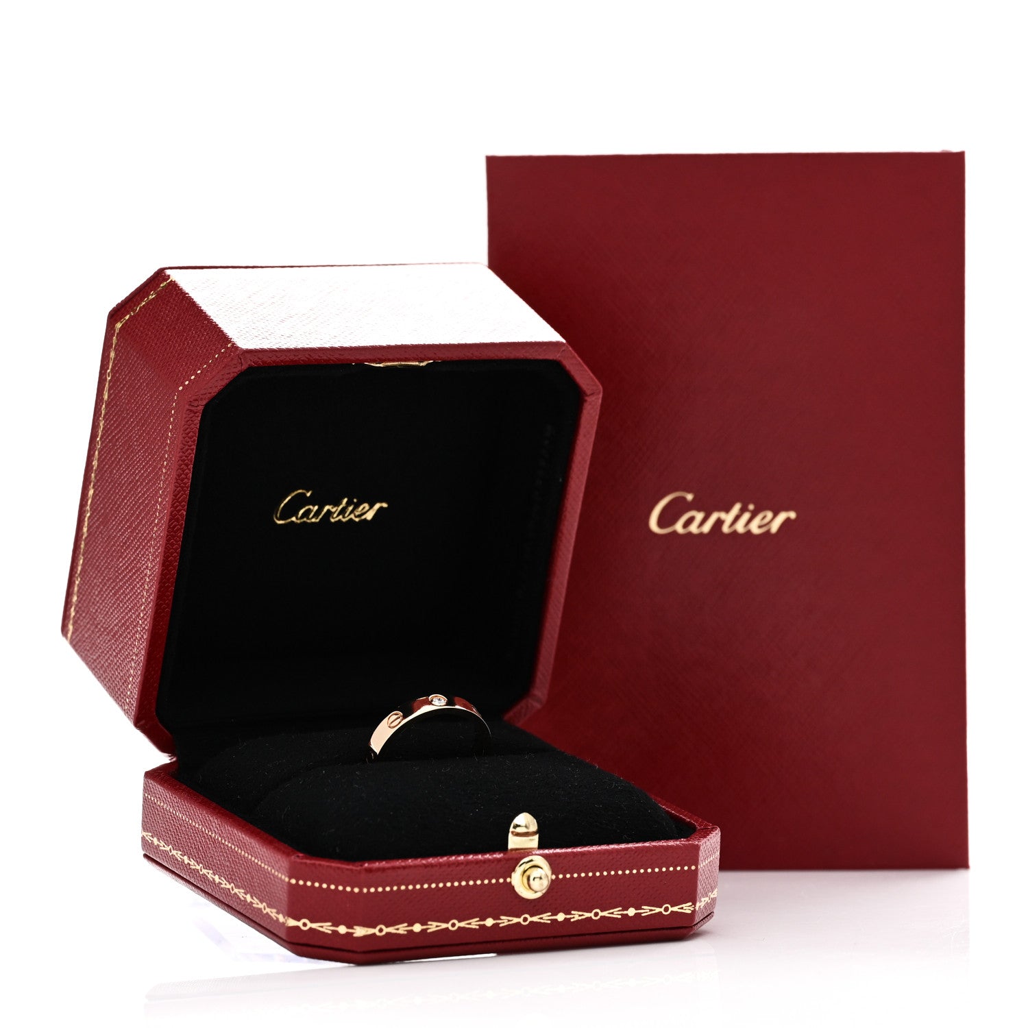 Cartier 18K Yellow Gold Diamond 4mm LOVE Wedding Band Ring 55 7.25 5 of 5