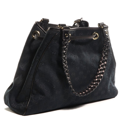 Gucci Monogram Peggy Braided Tote Black 3 of 7
