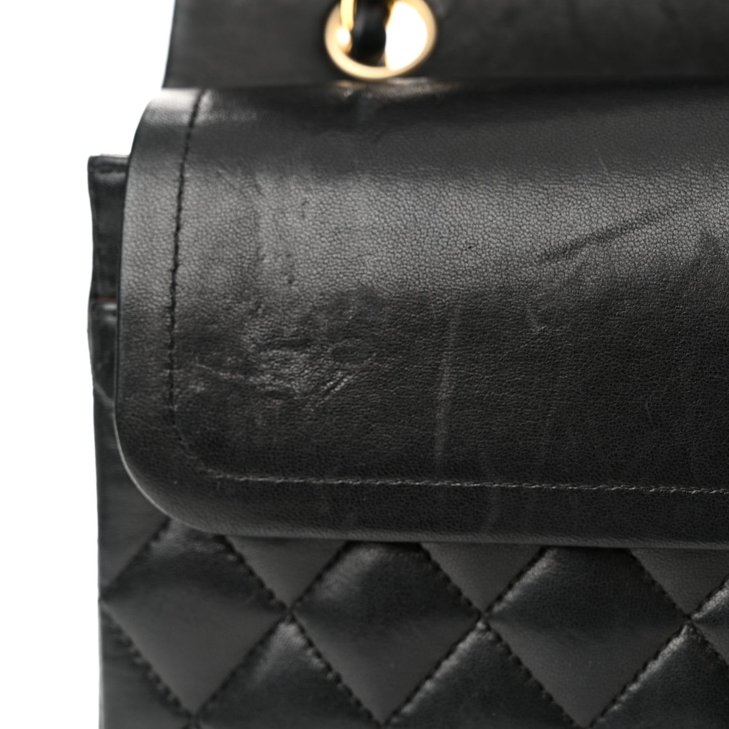 Lambskin Quilted Medium Double Flap Black