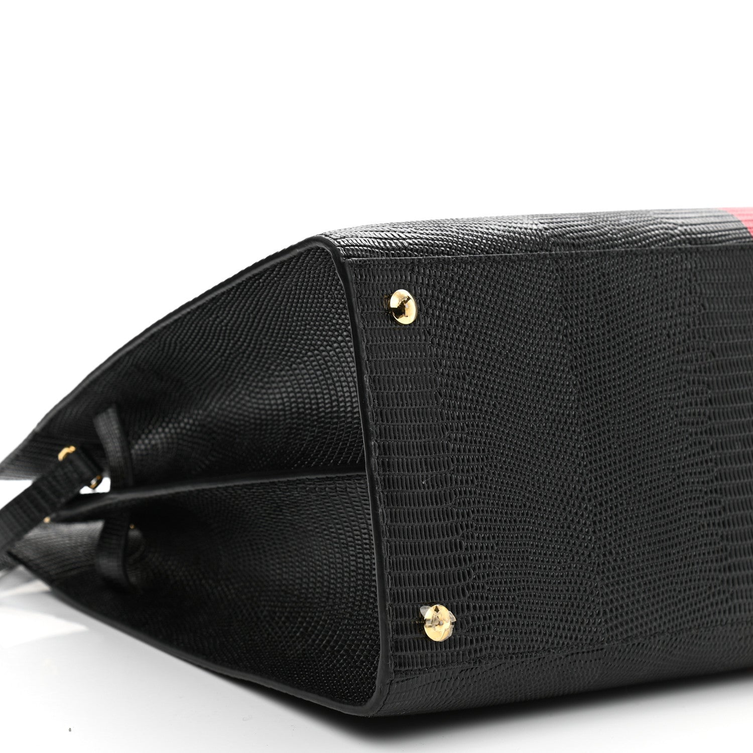 Burberry Calfskin Lizard Embossed Large Title Tote Black 10 of 11