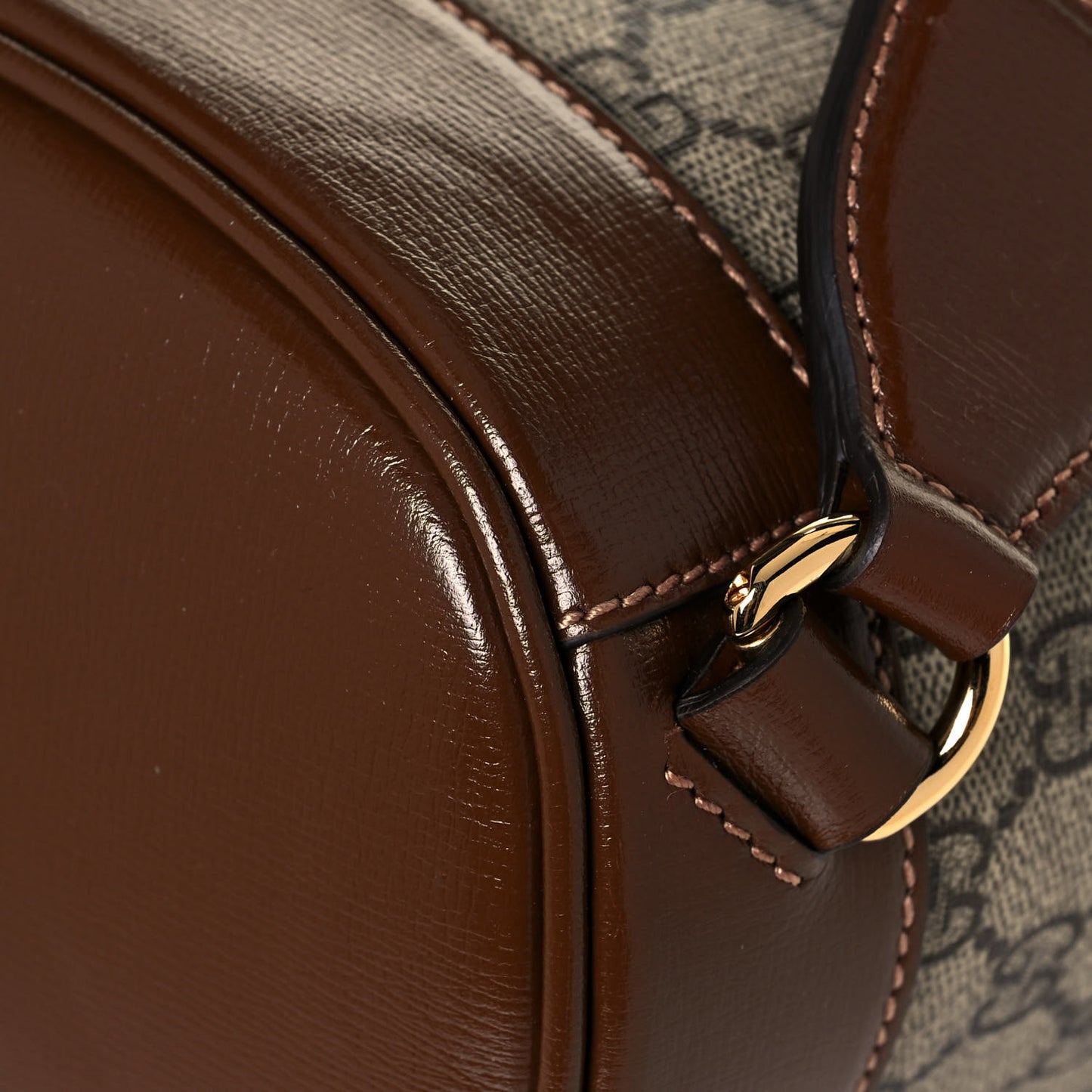 GG Supreme Monogram Azalea Calfskin Retro Interlocking G Buckle Backpack Beige Ebony Brown Sugar