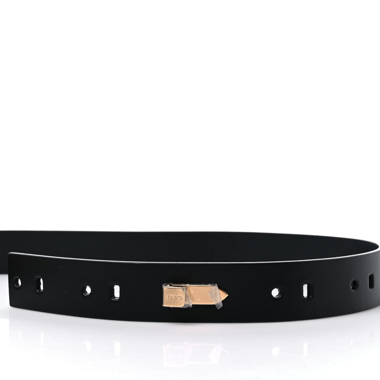 X FENDI Calfskin Fendace Logo Belt 100 40 Black