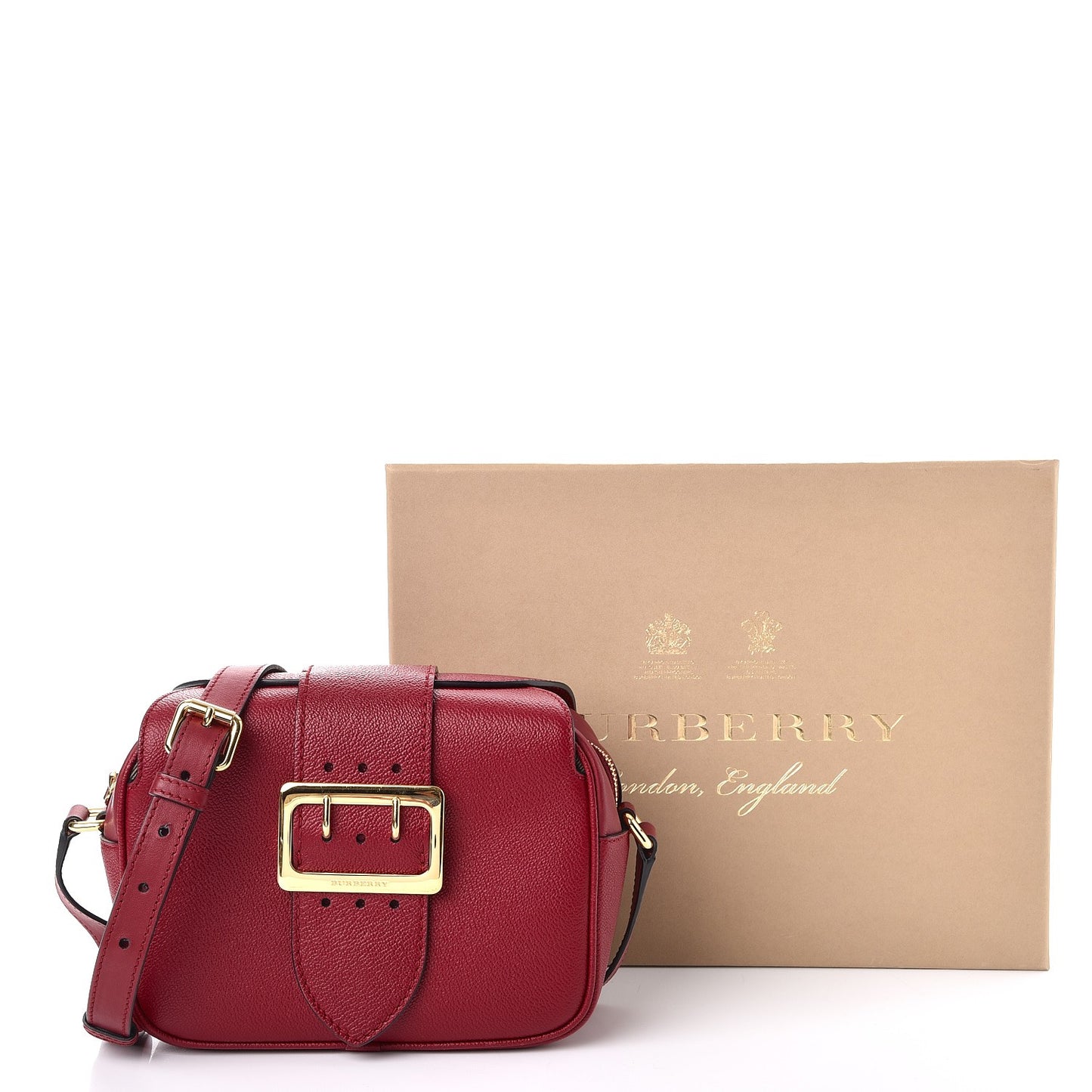 Soft Grain Calfskin Small Buckle Zip Bag Parade Red