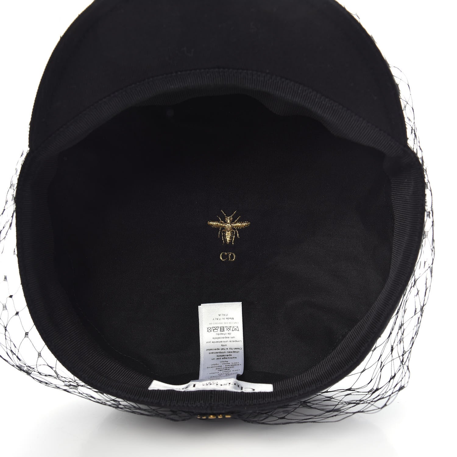 Christian Dior Cotton Canvas Arty Cap with Veil 57 Black 5 of 5