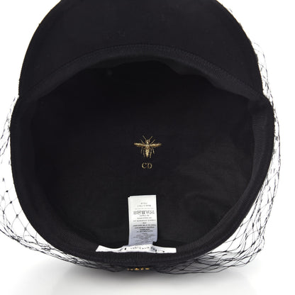 Christian Dior Cotton Canvas Arty Cap with Veil 57 Black 5 of 5