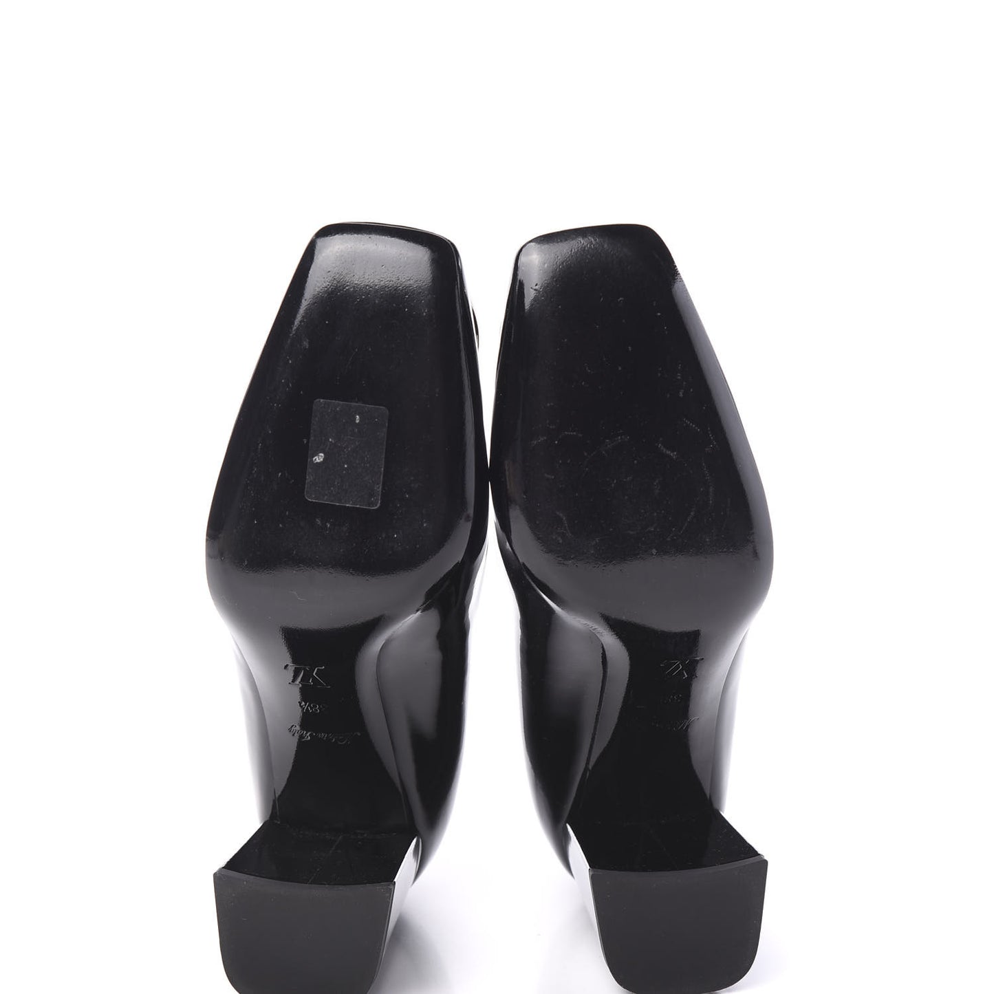 LOUIS VUITTON Patent Calfskin Madeleine Pumps 38.5 Black