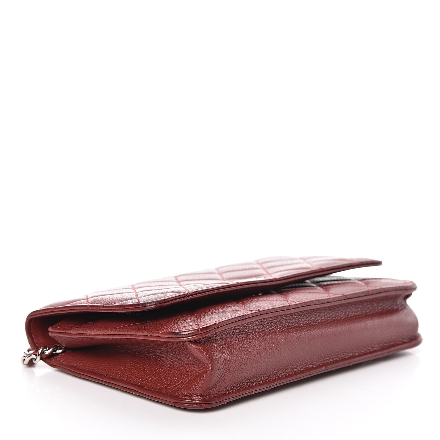 Caviar Quilted Wallet On Chain WOC Dark Red