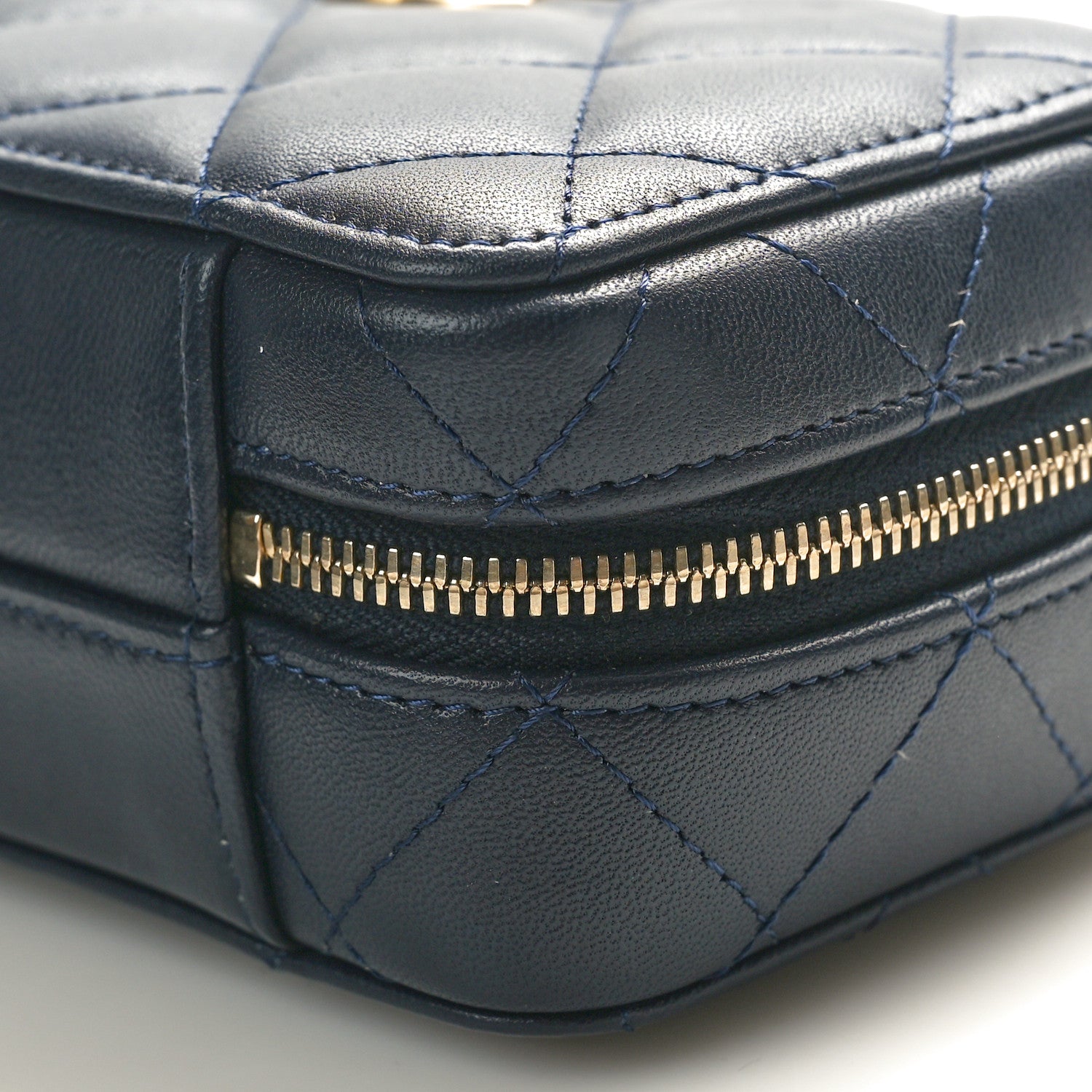 Chanel Lambskin Quilted Chain Top Handle Vanity Case Blue 10 of 10