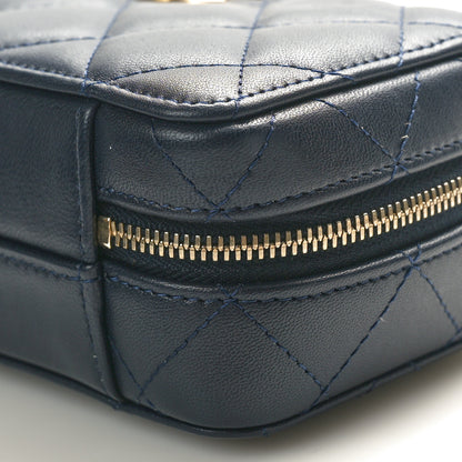 Chanel Lambskin Quilted Chain Top Handle Vanity Case Blue 10 of 10