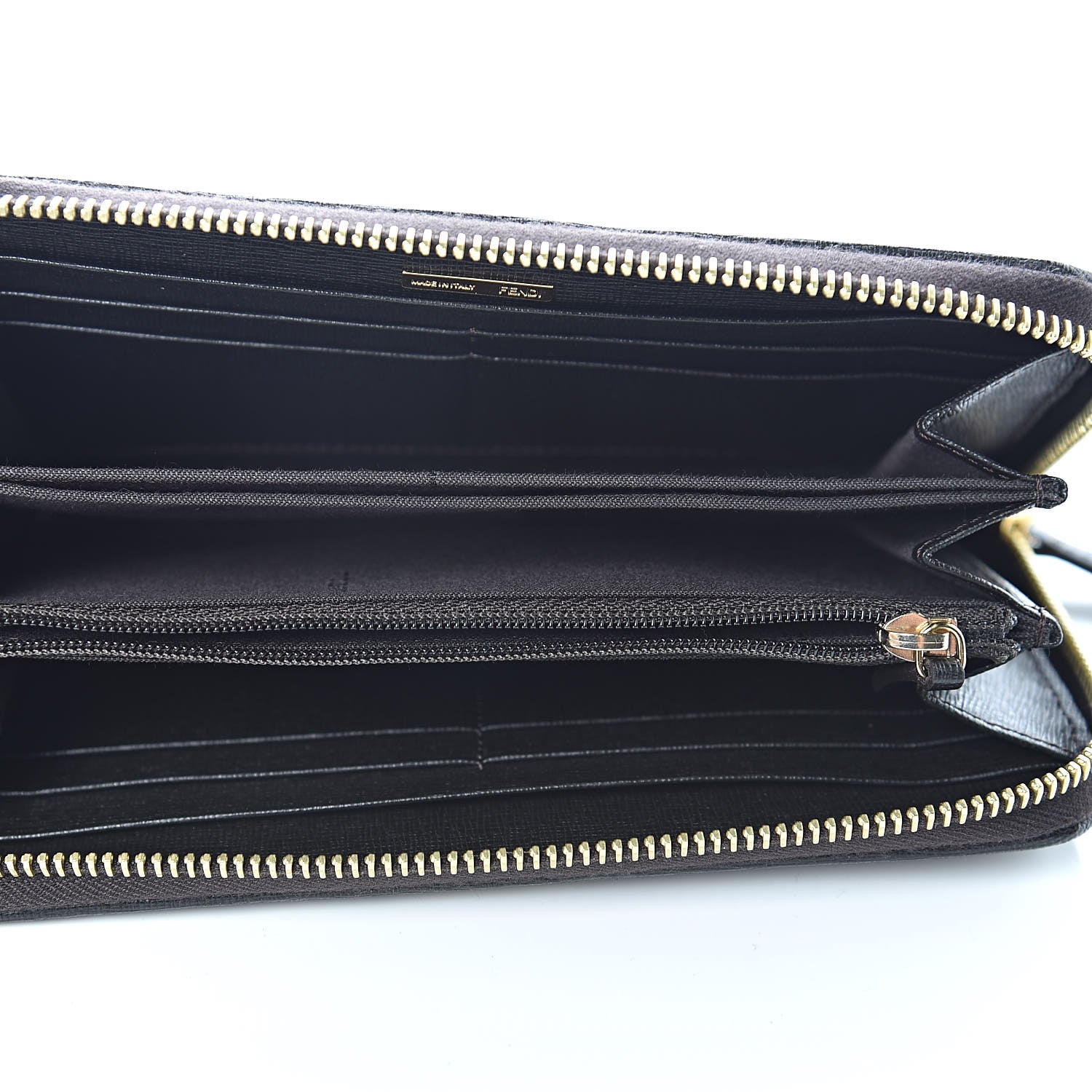 Fendi Zucca Spalmati Vitello Elite Zip Around Wallet Tobacco Ebano 5 of 8