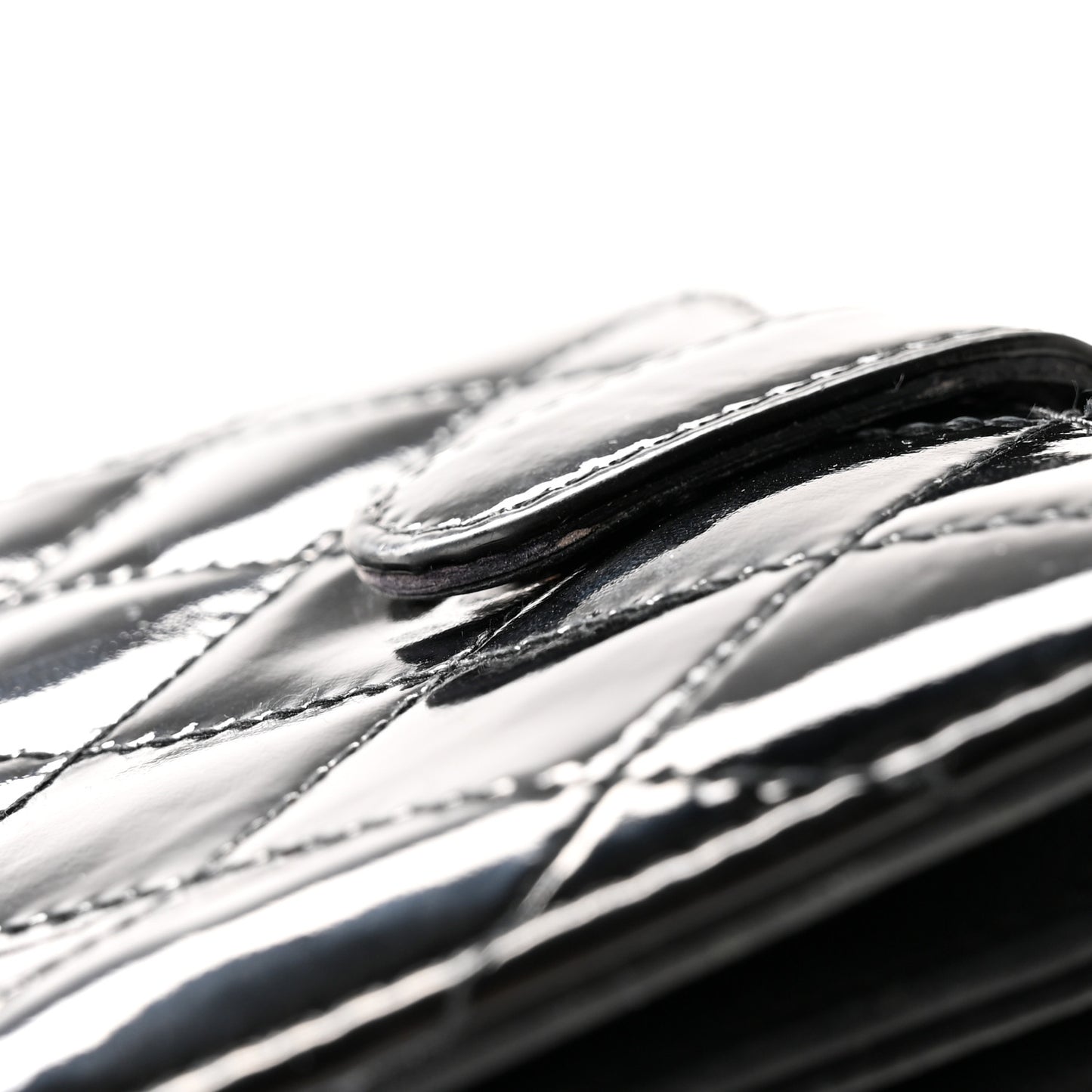 Patent Quilted Brilliant Compact Wallet Black