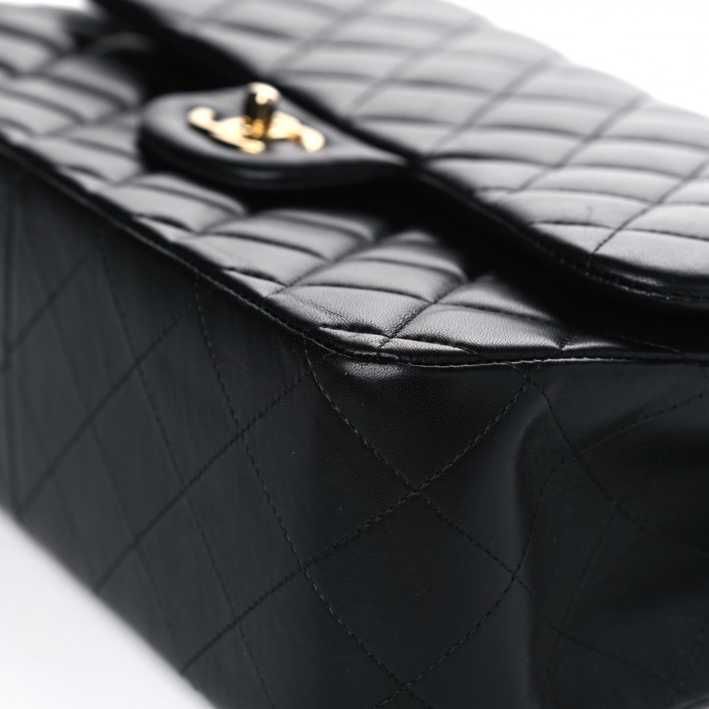 Lambskin Quilted Jumbo Double Flap Black